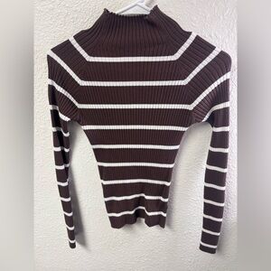 Love Tree Chocolate and Cream Ribbed Sweater
